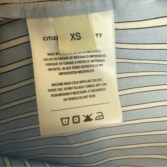 Citizens of Humanity Claire Origami Shirt XS Cotton Poplin Stripe - Picture 6 of 6